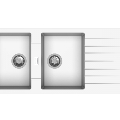 WHITE DOUBLE SINK D/TRAY