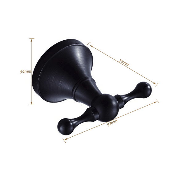 VINTAGE BLACKENED BRASS ROBE HOOK DOUBLE - Image 2